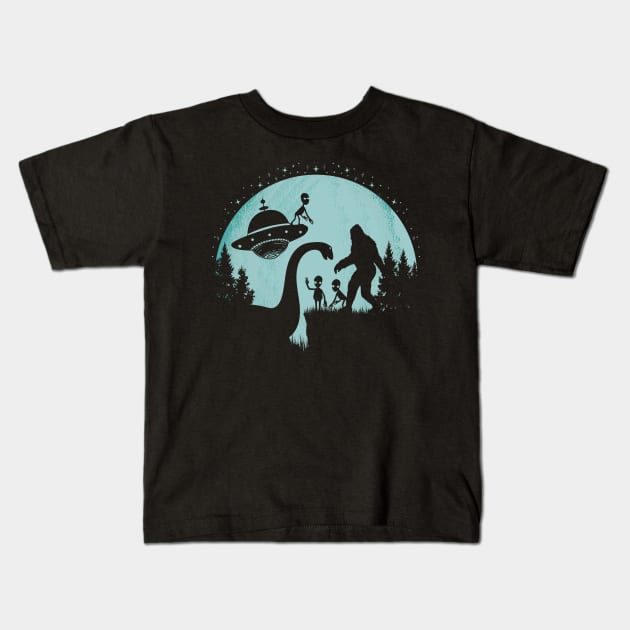 Cryptid Creatures Kids T-Shirt by Tesszero